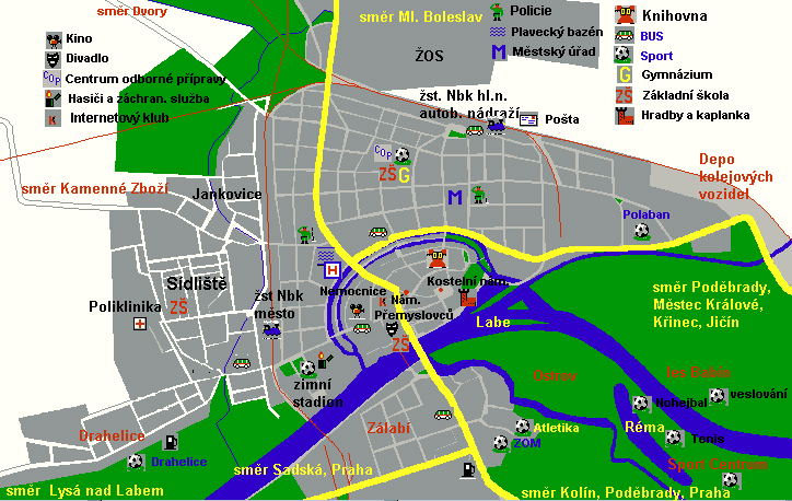 Mapa Nymburka